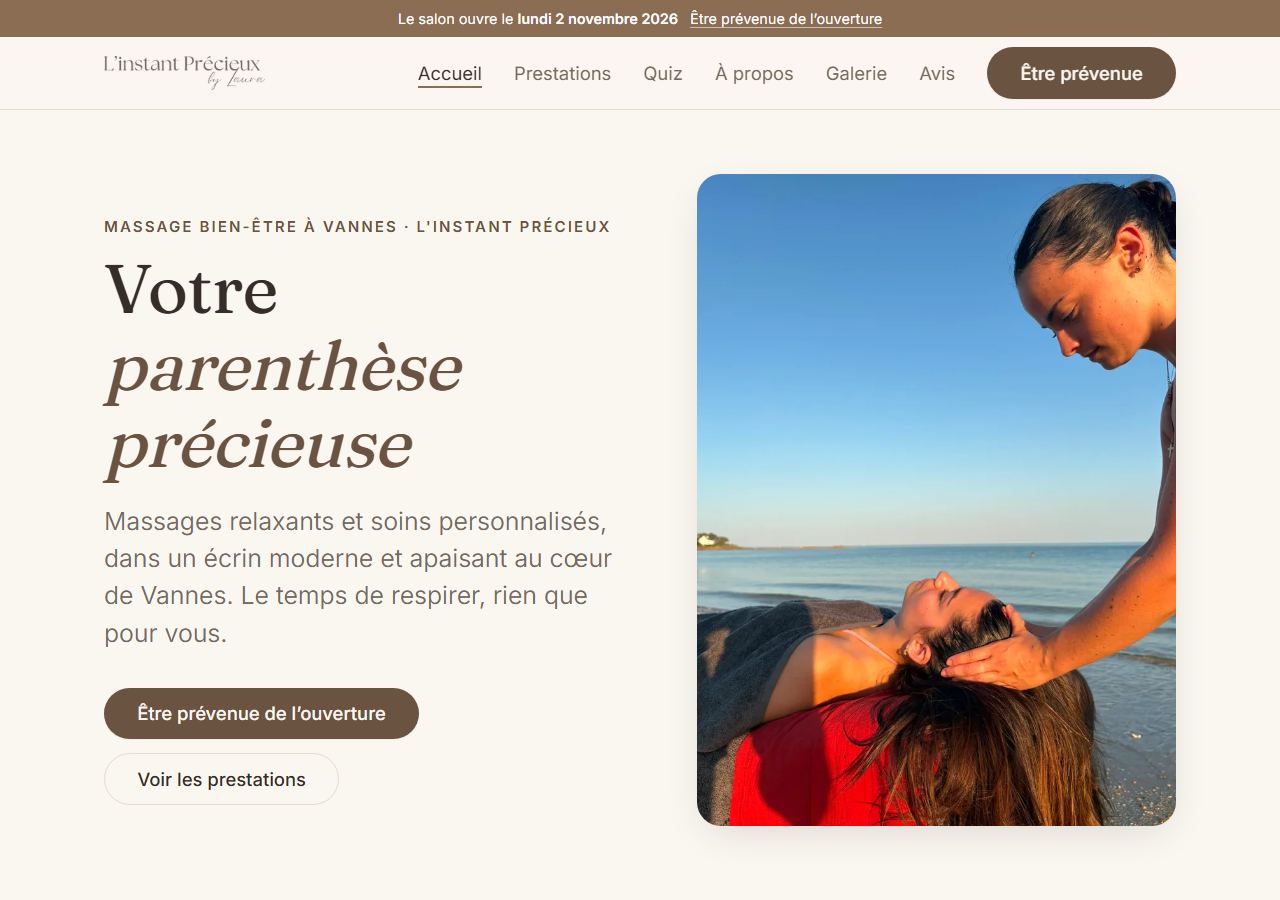 Page d’accueil du site L’Instant Précieux by Laura